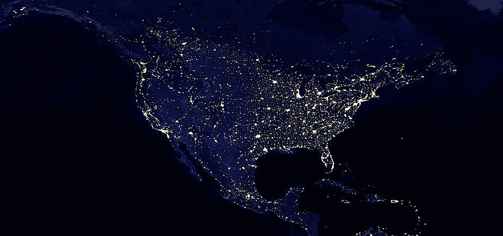 image of North America at night